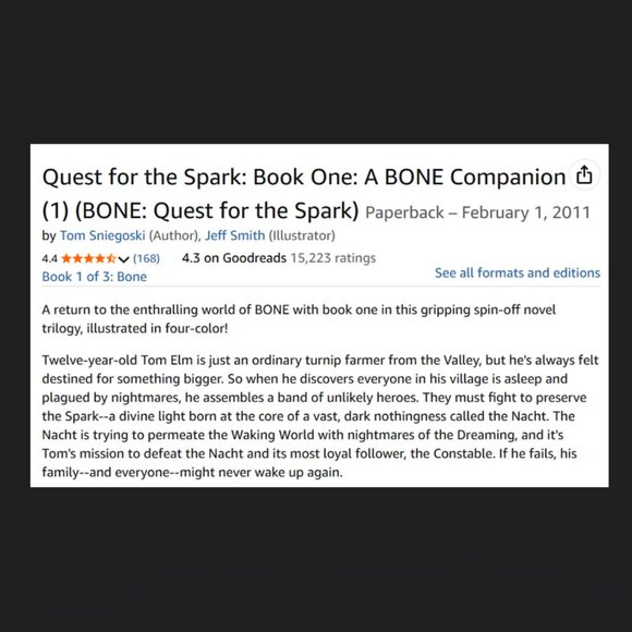 5/$12 Graphic Novel Bone Quest for the Spark 1 Smith Sniegoski Comics Humor - Picture 2 of 2